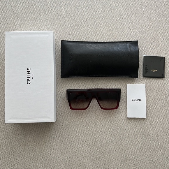CELINE Burgundy Square Shield Sunglasses - Picture 4 of 16